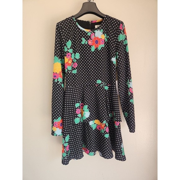 NWT AMUR Dalilah Tier Mini Dress Size 4 Black Pop Dot FC401 - Picture 2 of 11